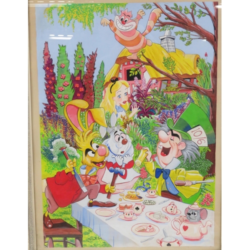 225 - Pair of Alice in Wonderland framed posters 50x76cm each