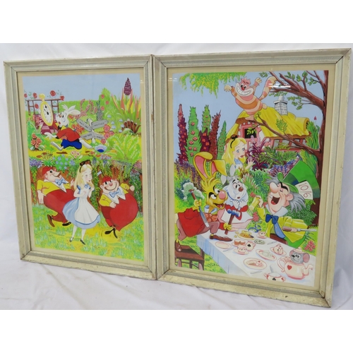 225 - Pair of Alice in Wonderland framed posters 50x76cm each