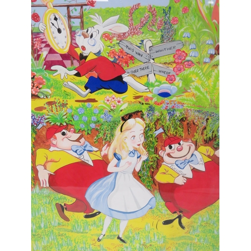 225 - Pair of Alice in Wonderland framed posters 50x76cm each