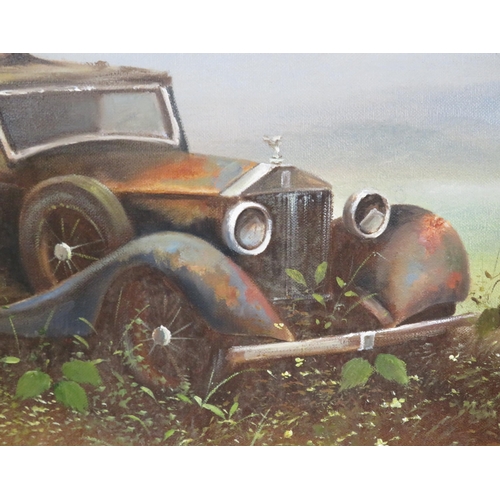 226 - David Robert 'Vintage Rolls Royce Phantom' oil on canvas 40x50cm signed