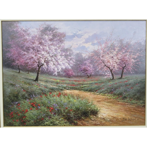 235 - Continental school 'Field in full blossom' oil on canvas 60x80cm