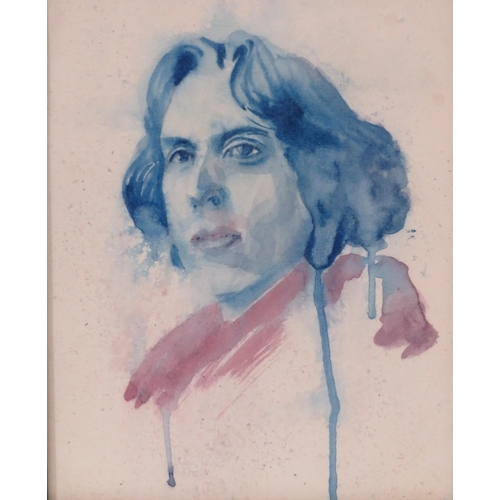 240 - Irish school 'Portrait of Oscar Wilde' watercolour 24x19cm