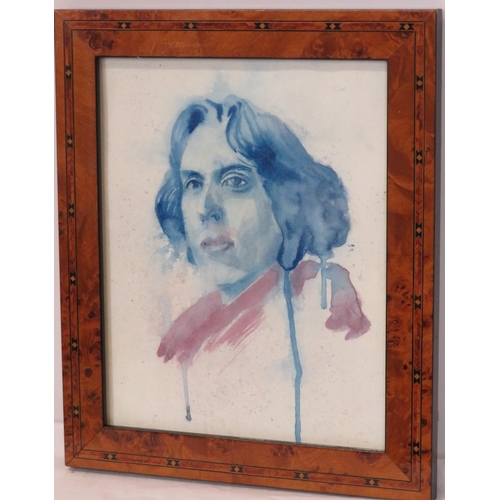 240 - Irish school 'Portrait of Oscar Wilde' watercolour 24x19cm