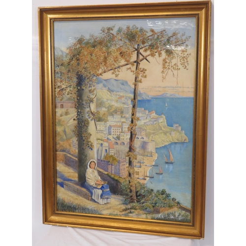 253 - Samuel L Fossick 'Amalfi' watercolour 76x55cm signed and dated