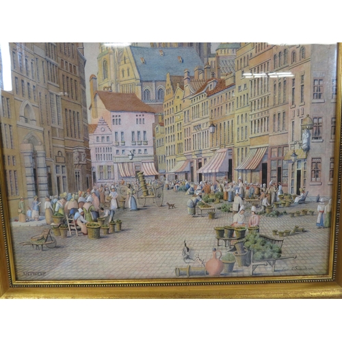 254 - Samuel L Fossick 'Antwerp' watercolour 76x55cm signed and dated