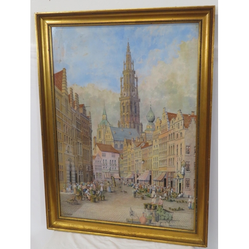 254 - Samuel L Fossick 'Antwerp' watercolour 76x55cm signed and dated