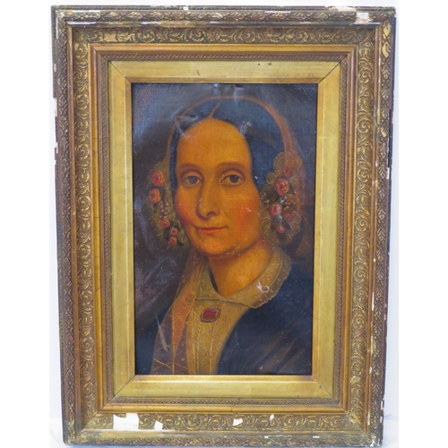 258 - Victorian school 'Portrait of a lady' oil on canvas 40x25cm