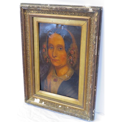 258 - Victorian school 'Portrait of a lady' oil on canvas 40x25cm