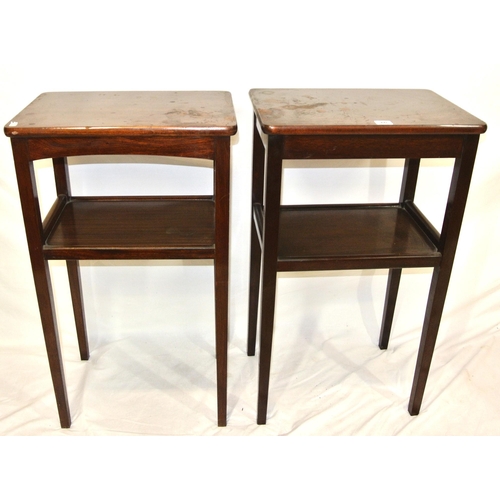 26 - Pair of Edwardian style mahogany two tier occasional tables with square tapering legs