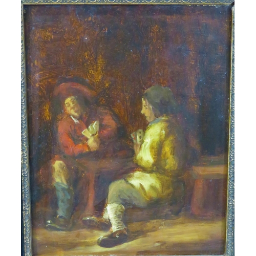 264 - Victorian school 'Playing cards' oil on board 22x18cm