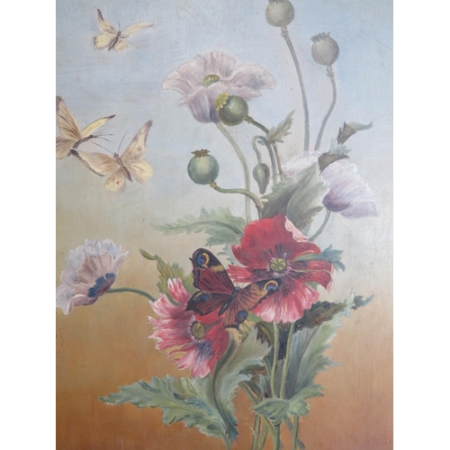 266 - Victorian school 'Still life study of flowers and butterflies' oil on canvas 32x27cm