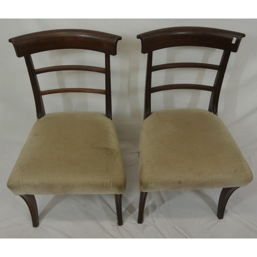 278 - Pair of Victorian mahogany occasional chairs with bowed rails, upholstered seats, on sabre legs