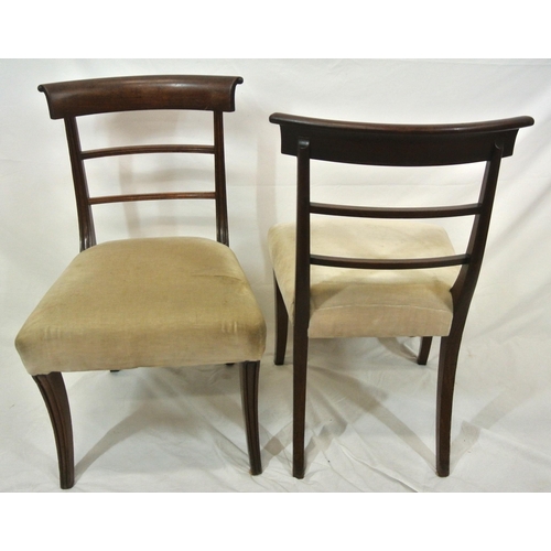 278 - Pair of Victorian mahogany occasional chairs with bowed rails, upholstered seats, on sabre legs