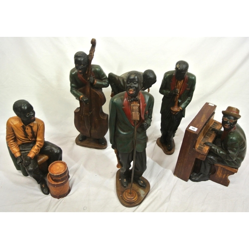 38 - Six piece carved timber Jazz band on shaped bases