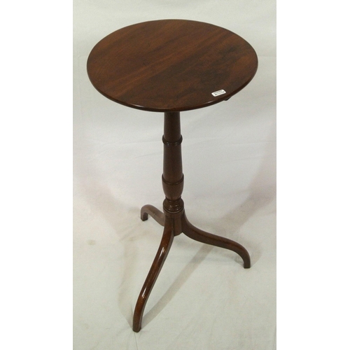 59 - Victorian occasional table with round top, vase turned tapering column, on hipped tripod