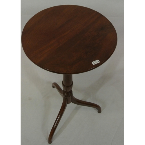 59 - Victorian occasional table with round top, vase turned tapering column, on hipped tripod