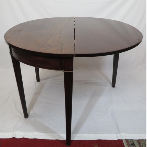 65 - Georgian mahogany round centre or dining table with drop-down demi-lune shelf, pull-out gateleg supp... 