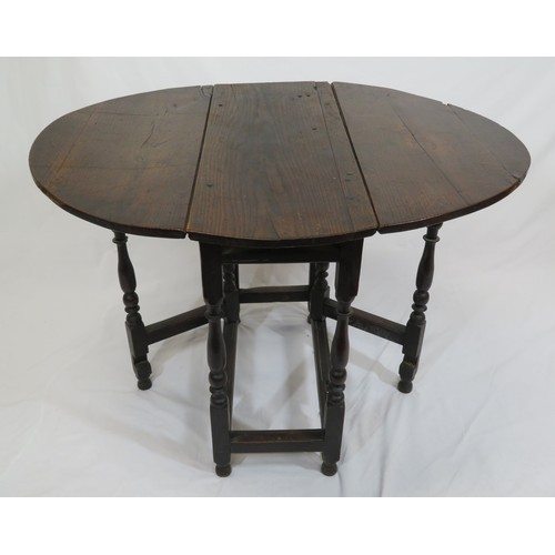 44 - Victorian oak Pembroke table with D-shaped drop leaves, gateleg support, on baluster turned columns,... 