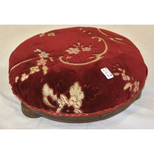 68 - Georgian style round footstool with foliate upholstery