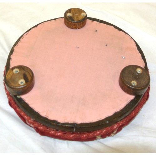 68 - Georgian style round footstool with foliate upholstery