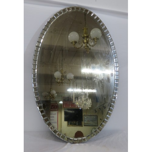 71 - Art Deco style oval wall mirror with applied panels