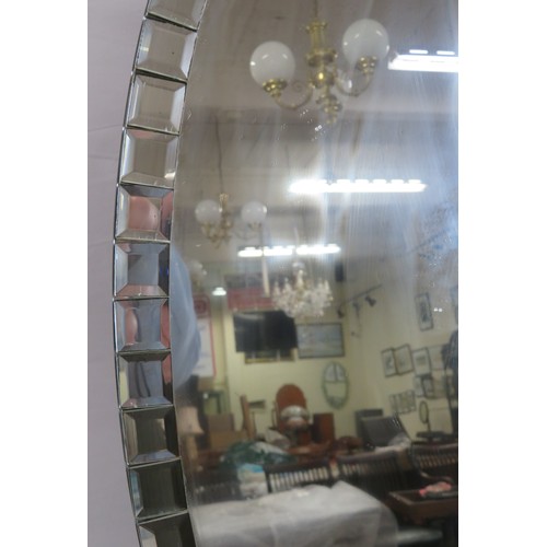 71 - Art Deco style oval wall mirror with applied panels