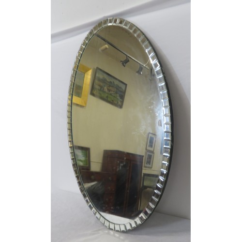 71 - Art Deco style oval wall mirror with applied panels