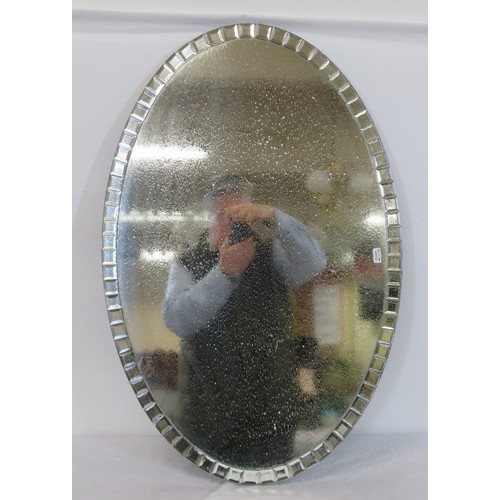 71 - Art Deco style oval wall mirror with applied panels