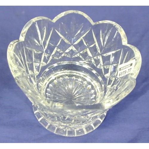 193 - Small Waterford crystal cut glass sugar bowl with wavy rim