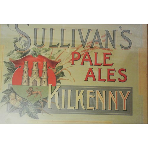 223 - Walnut framed pub sign 'Sullivan's Pale Ales Kilkenny' 46x58cm