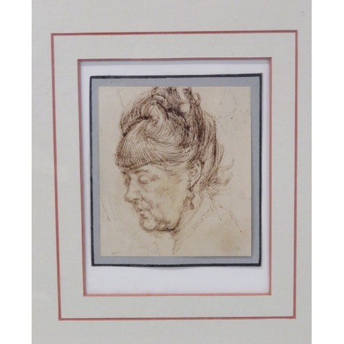 239 - French impressionist school 'Study of a female head' ink 8x10cm