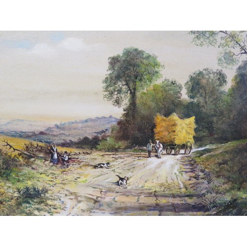 242 - Victorian school 'Country scene with figures' oil on canvas 50x75cm signed