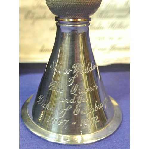 101 - London silver commemorative chalice - Royal Jubilee, dated 1972. H14cm x D 7.5cm