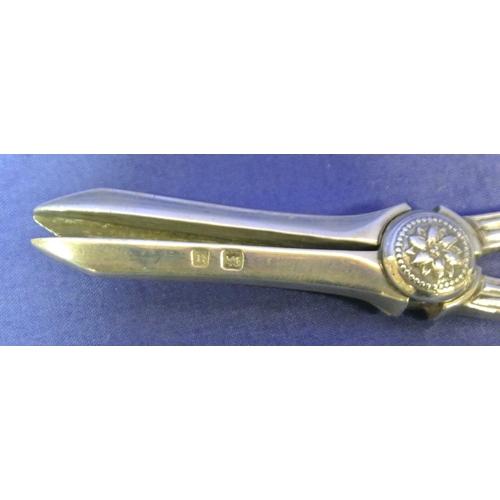 148 - Birmingham silver grape scissors with foliate decoration.L 16cm