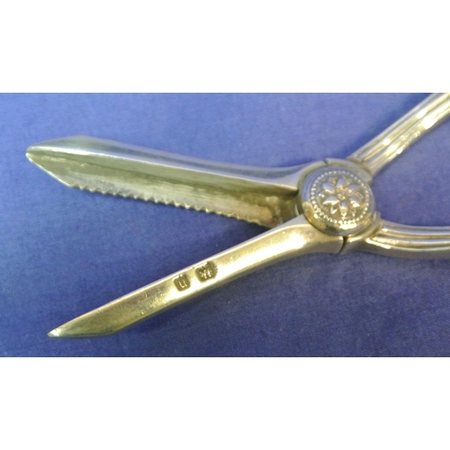 148 - Birmingham silver grape scissors with foliate decoration.L 16cm