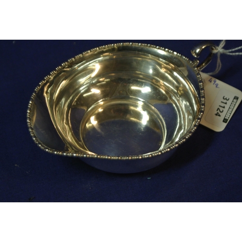 155 - George V Birmingham silver cream or sauceboat with gadroon rim and scroll handle, 51g  H 3cm x 11 X8... 