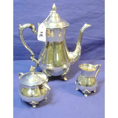 18 - Three piece silverplated tea set of baluster form by Viners of Sheffield