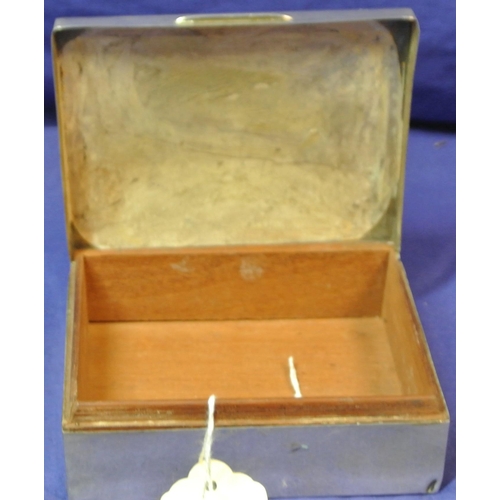 182 - Birmingham silver jewellery or cigarette box with timber lining and inscribed top. H 4cm x11.5 x 8.5... 