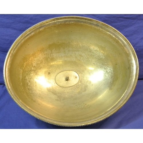 19 - Oval silverplated dish cover with gadroon border and shaped handle