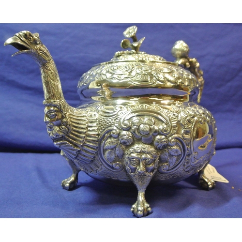 261 - Irish silver George III teapot of double circular form profusely chased and decorated with scrolls a... 