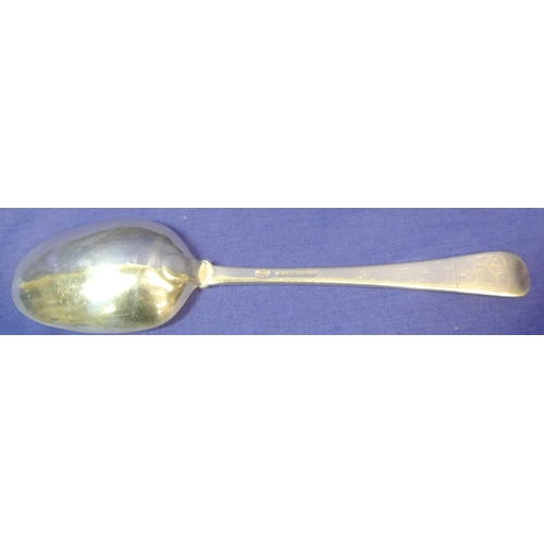 280 - Cork silver tablespoon with crested Old Irish pattern handle by Carden Terry Cork c.1780 L 21cm  66g