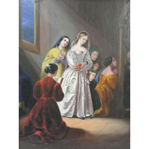 331 - After Daniel Maclise 'Confession' oil on board 66x50cm