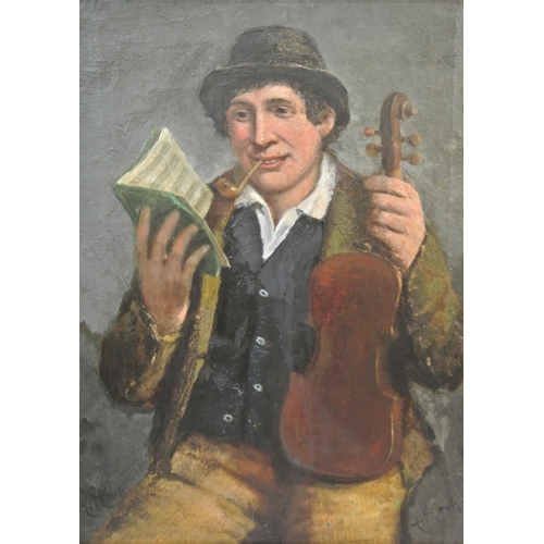 386 - Charles Henry Cook (c 1830-1906) 'The Musician' oil on canvas 44x35cm signed