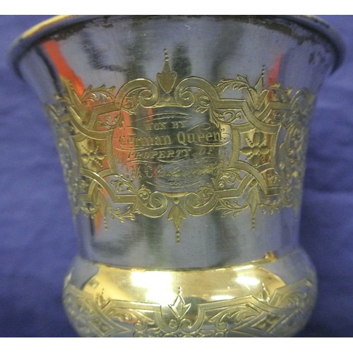 272 - Irish Georgian silver trophy cup inscribed 'Cork Summer Show 1877' by Jacob West Dublin 1818,  H 16c... 