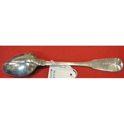 248 - George III Irish silver rat-tail table or serving spoon with fiddle pattern handle 9