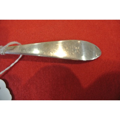 269 - Cork silver ladle with oval bowl and crested handle by Joseph Gibson c.1785 L 20cm  40g