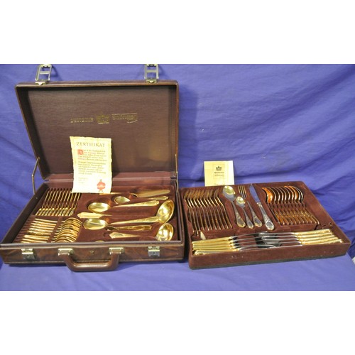 96 - Bestecke Solingen 69-piece gold plated chrome nickel steel canteen of cutlery in fitted case