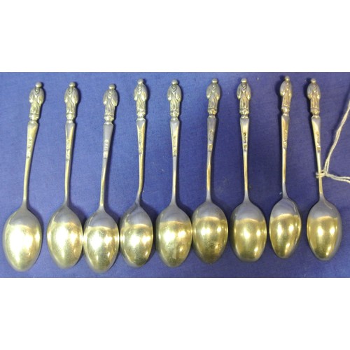 133 - Set of 9 Chester silver apostle spoons with figured handles