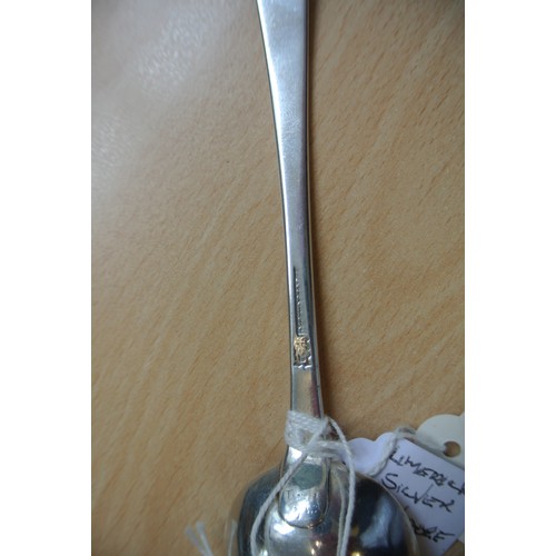 242 - Limerick silver tablespoon with initialled handle by George Moore c. 1748 23cm, 31g 'S P' initials, ... 