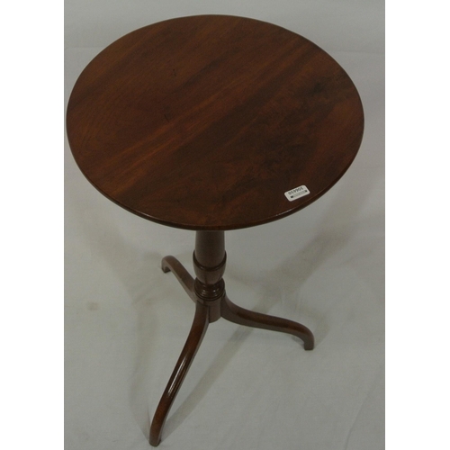 36 - Victorian occasional table with round top, vase turned tapering column, on hipped tripod